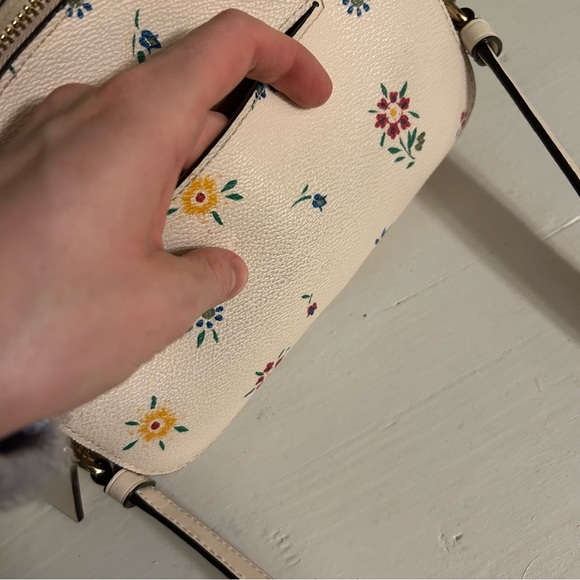 Coach Serena Satchel White Leather with Floral Design Crossbody - Picture 9 of 10